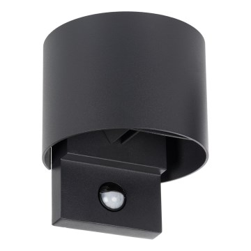 LED външно стенно осветително тяло с сензор за движение и сумрак REKA LED/7W/230V IP54 антрацитно кръгло