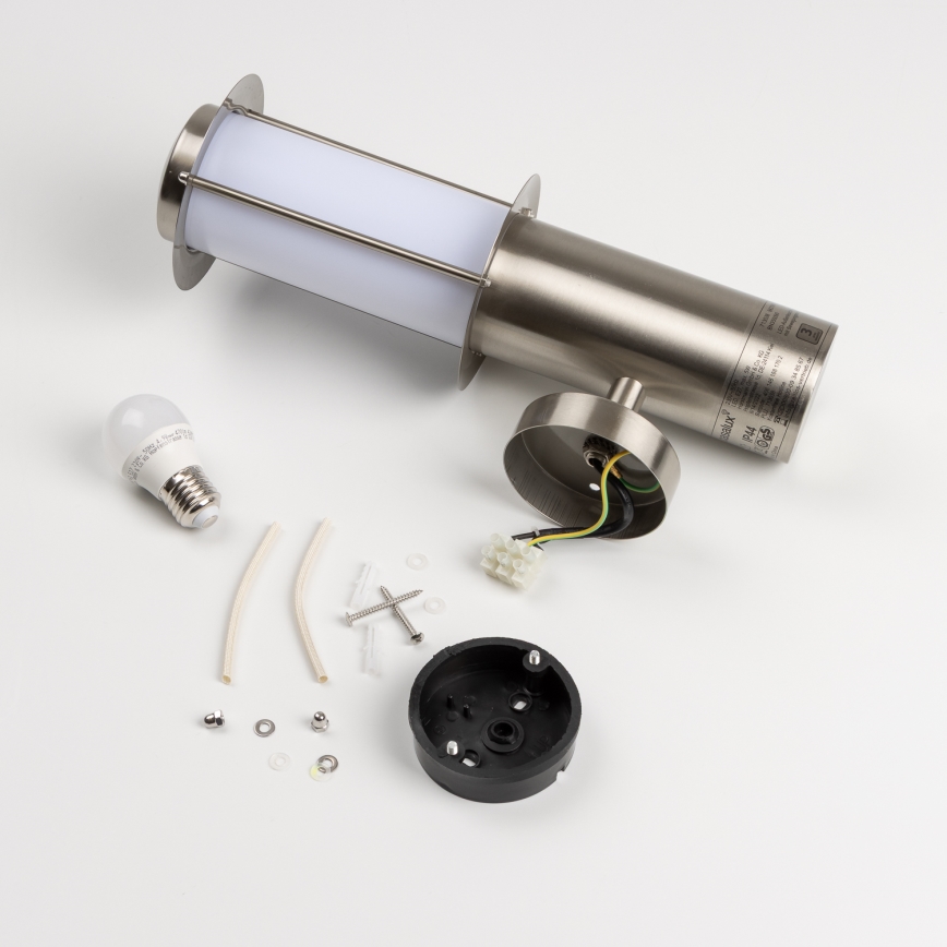 LED външно стенно осветително тяло със сензор за движение 1xE27/4,9W/230V IP44 матов хром