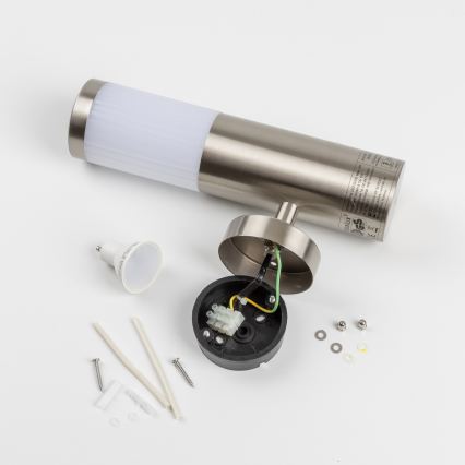 LED външно стеннo осветително тяло със сензор за движение 1xGU10/5W/230V IP44 матов хром