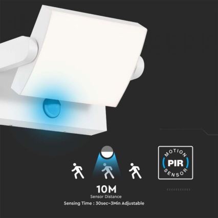 LED Външно стенно осветително тяло със сензор LED/17W/230V 4000K IP65 бяло
