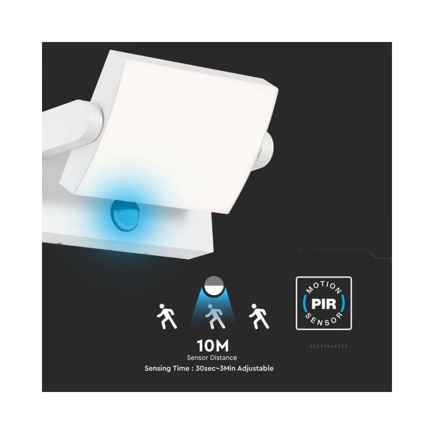 LED Външно стенно осветително тяло със сензор LED/17W/230V 4000K IP65 бяло