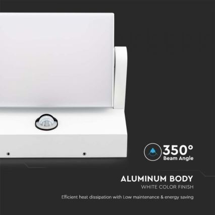 LED Външно стенно осветително тяло със сензор LED/17W/230V 4000K IP65 бяло