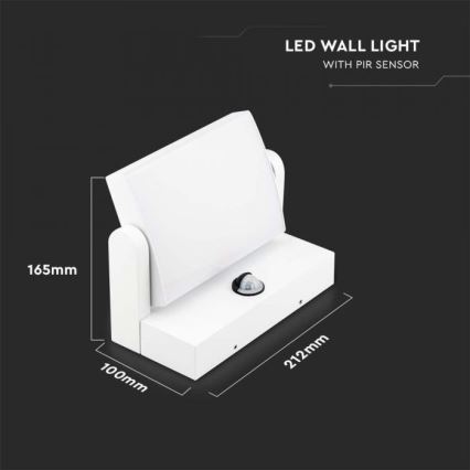 LED Външно стенно осветително тяло със сензор LED/17W/230V 4000K IP65 бяло