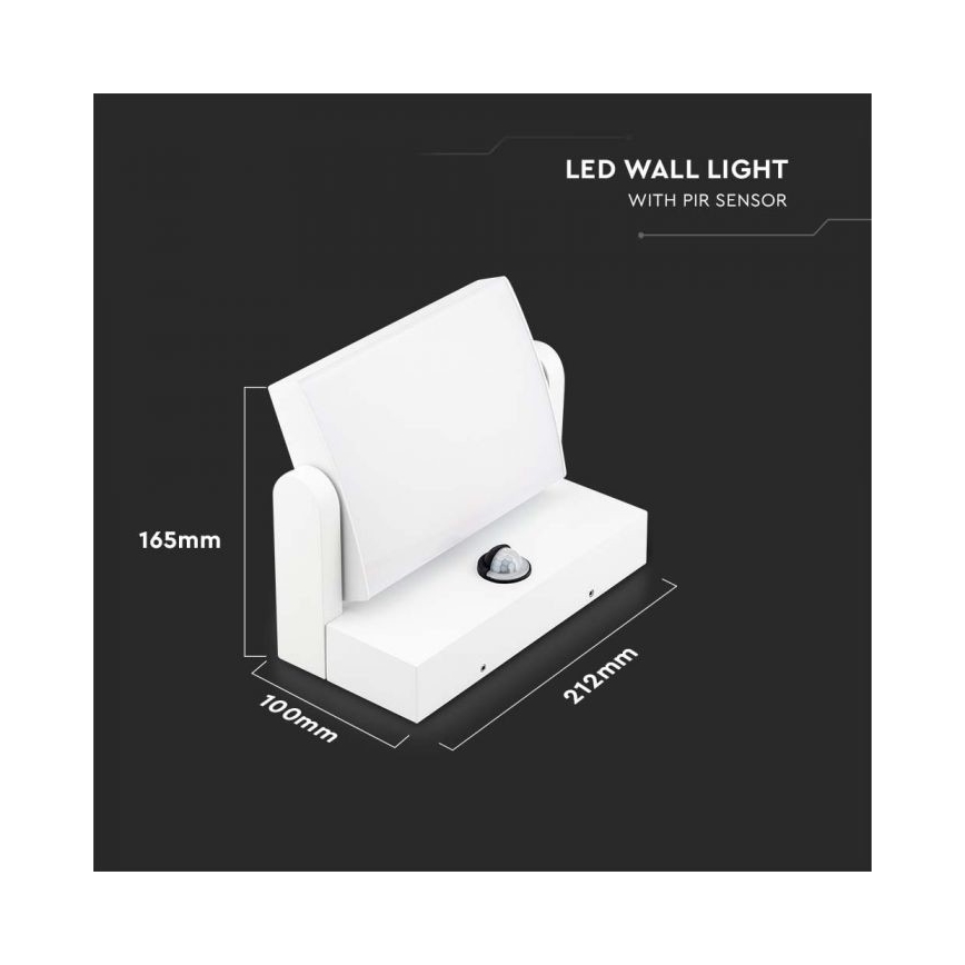 LED Външно стенно осветително тяло със сензор LED/17W/230V 4000K IP65 бяло