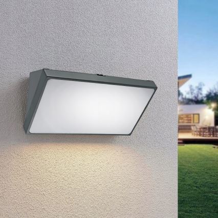 LED външен стенен осветител с датчик за движение LED/20W/230V IP65 сив