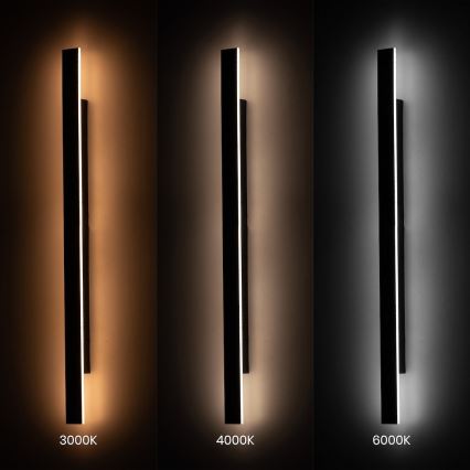 LED външна стенна лампа WOW LED/20W/230V 3000/4000/6000K 120 см IP54 черна