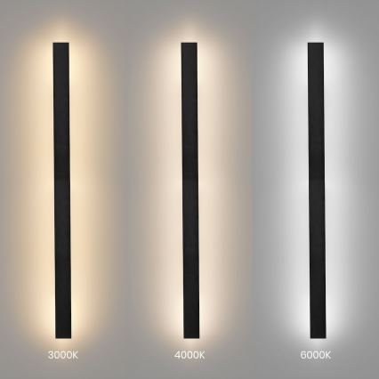 LED външна стенна лампа WOW LED/20W/230V 3000/4000/6000K 120 см IP54 черна