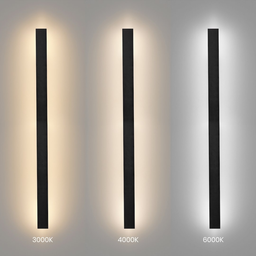 LED външна стенна лампа WOW LED/20W/230V 3000/4000/6000K 120 см IP54 черна