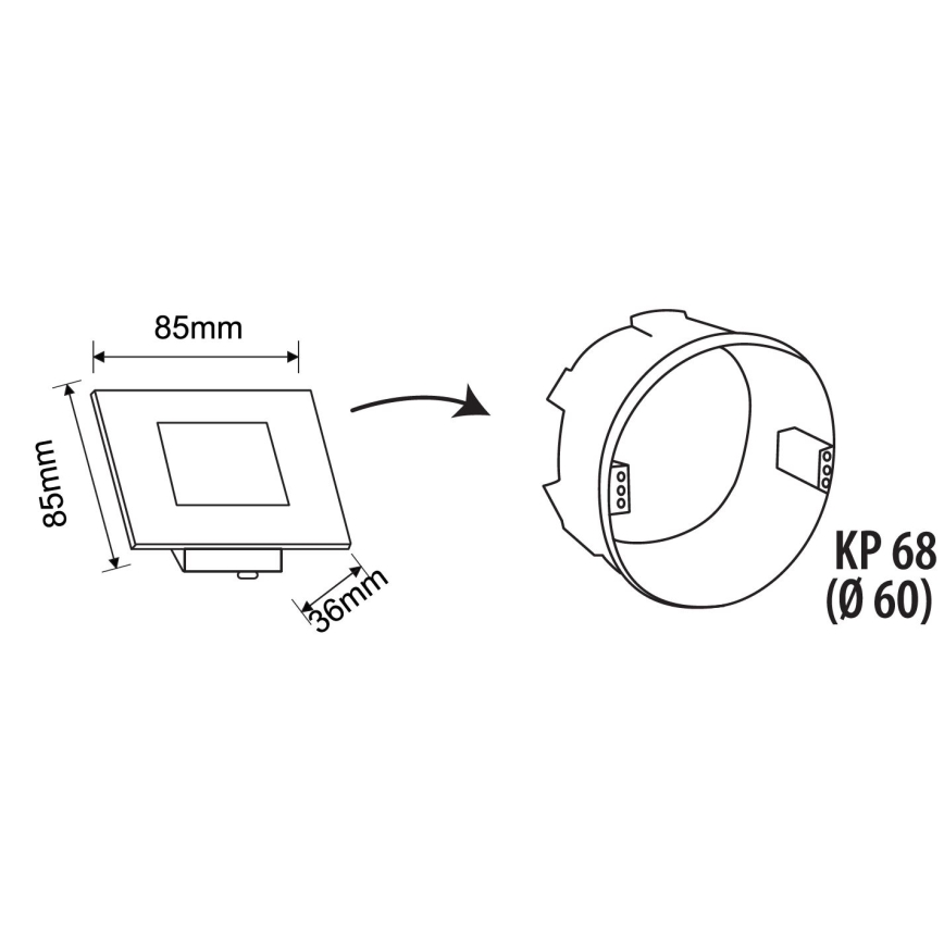 LED външно стълбищно осветително тяло, 1,7W/230V, 3000/4000/6000K, IP54, черно