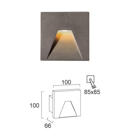 LED външно вградено осветително тяло SPACE LED/4W/230V IP65 сиво