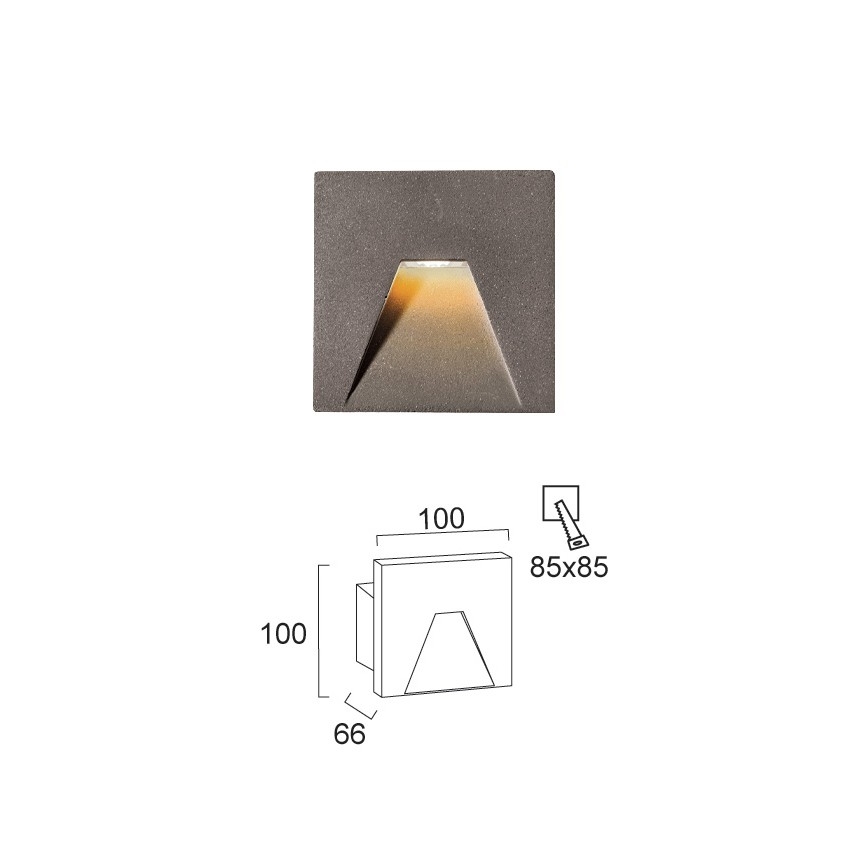 LED външно вградено осветително тяло SPACE LED/4W/230V IP65 сиво