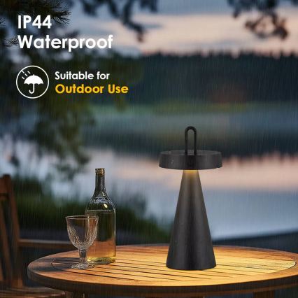 LED димируема външна презареждаема сензорна настолна лампа HALO LED/1,5W/3,7V 3000 mAh IP44 черна