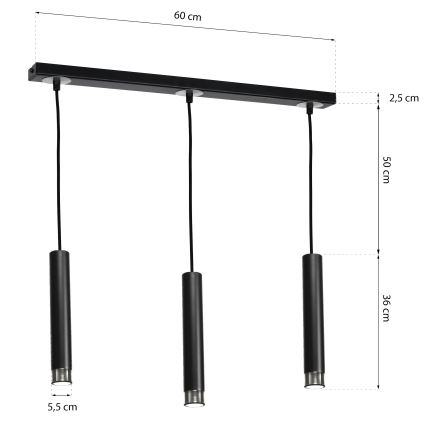 LED Кабелен полилей DANI 3xGU10 / 8W / 230V