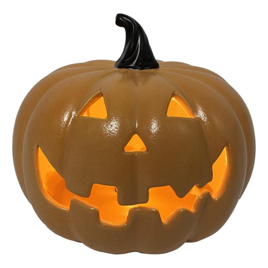 LED Керамична тиква HALLOWEEN LED/3xLR44/топло бял