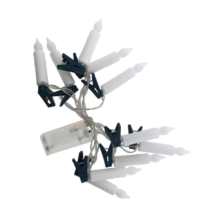 LED коледен декоративен гирлянд 10xLED/2xAA, 1,65 m, топла бяла светлина, свещи