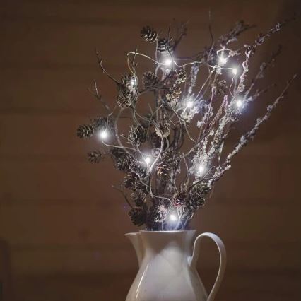 LED Коледен гирлянд 20xLED/2xAA 2,4м студено бяло