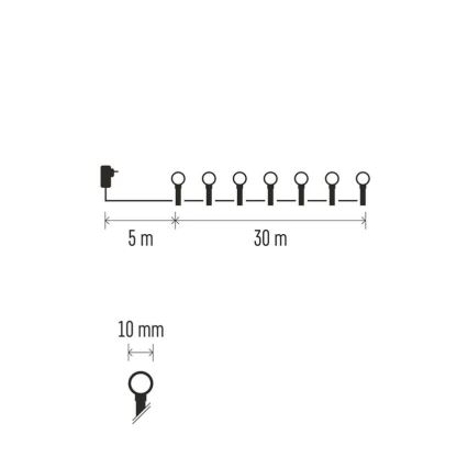 LED коледен гирлянд 300xLED/8 функции 35m IP44 топла бяла светлина