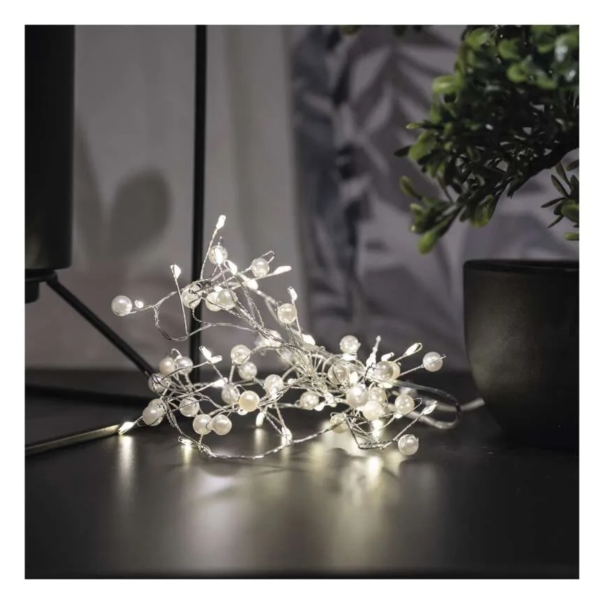 LED коледен гирлянд 40xLED/3xAA 1,5 m, топла бяла светлина