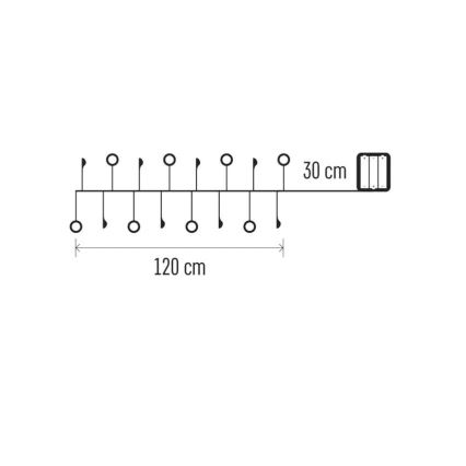 LED коледен гирлянд 40xLED/3xAA 1,5 m, топла бяла светлина