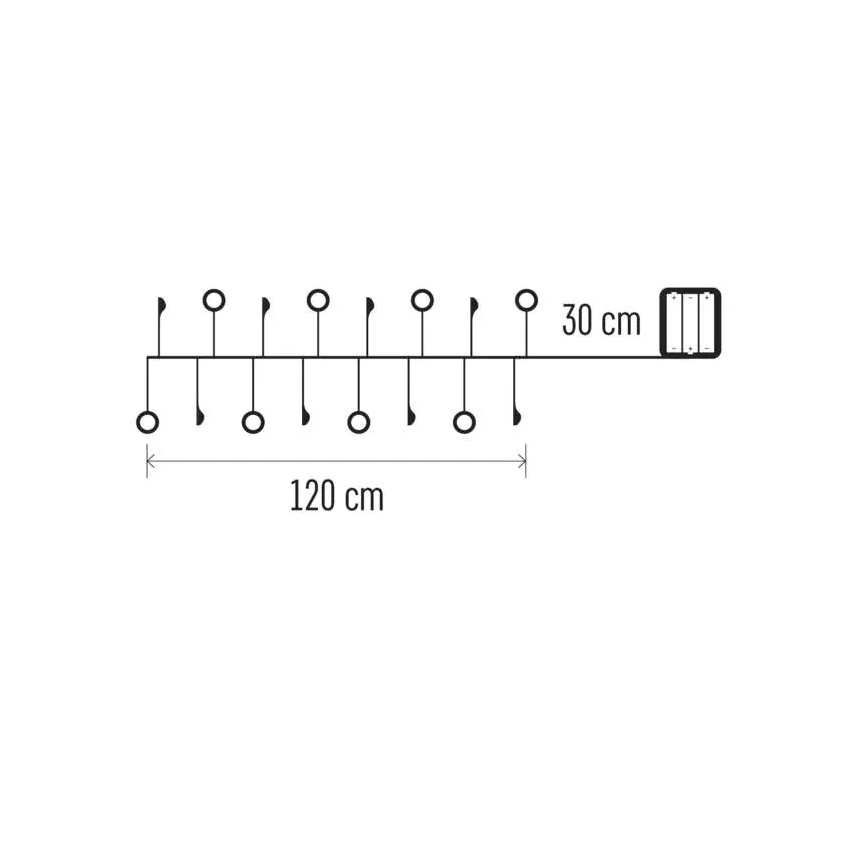 LED коледен гирлянд 40xLED/3xAA 1,5 m, топла бяла светлина