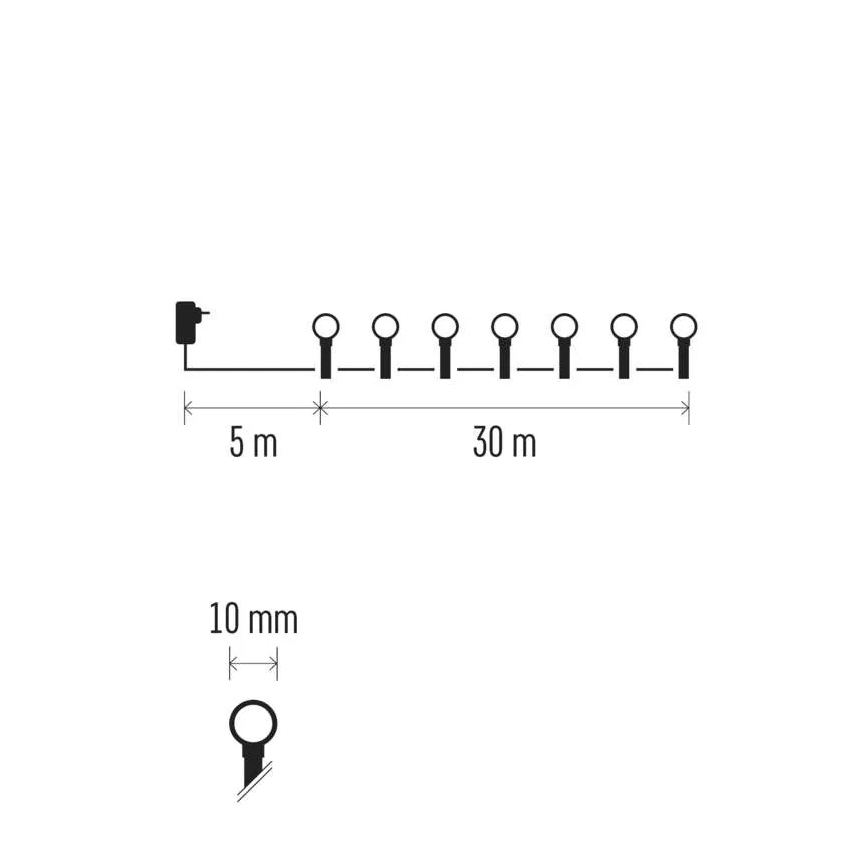 LED коледен гирлянд с 300 LED, 8 функции, 35 м, студено бяло