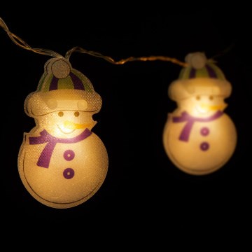 LED Коледен низ 10xLED/2xAA 1,35 m топло бяло снежен човек
