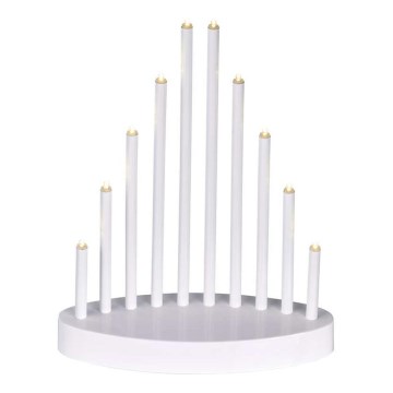 LED Коледен свещник 10xLED/3xAA бял