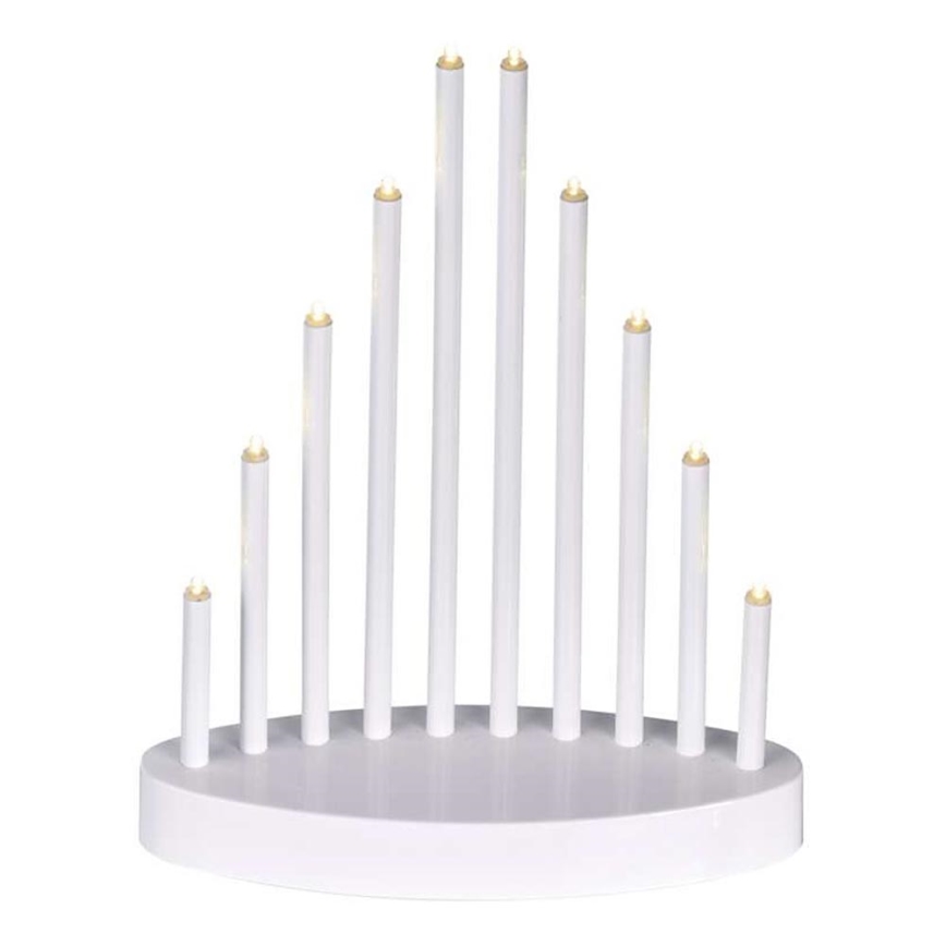 LED Коледен свещник 10xLED/3xAA бял