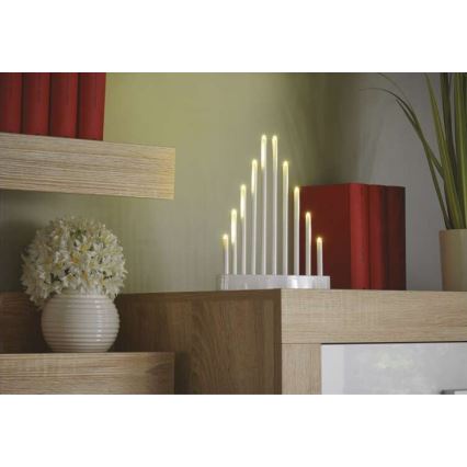 LED Коледен свещник 10xLED/3xAA бял