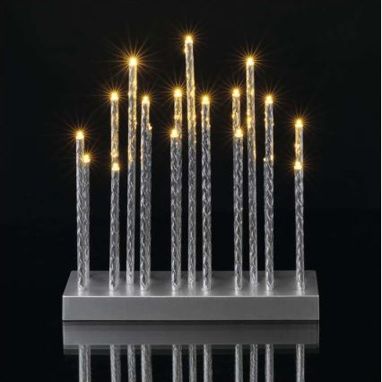 LED Коледен свещник 19xLED/3xAA сив