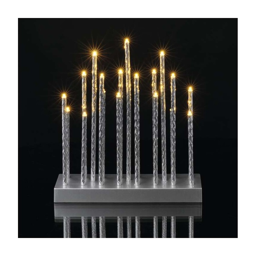 LED Коледен свещник 19xLED/3xAA сив