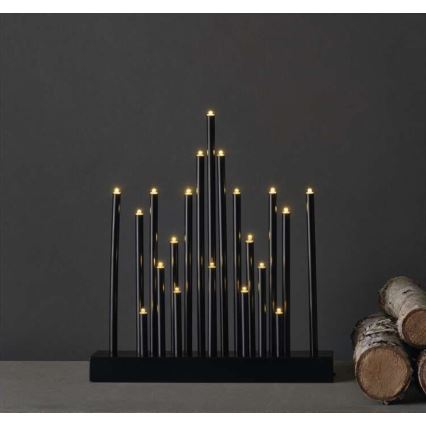 LED Коледен свещник 20xLED/3xAA черен