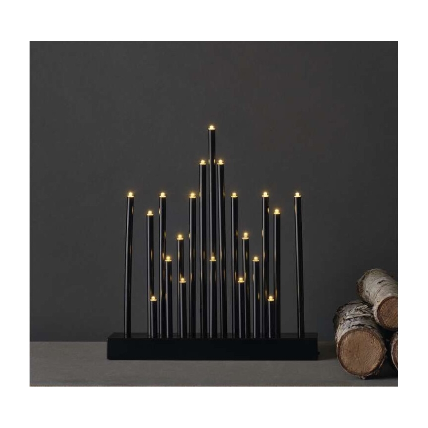 LED Коледен свещник 20xLED/3xAA черен