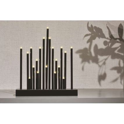 LED Коледен свещник 20xLED/3xAA черен