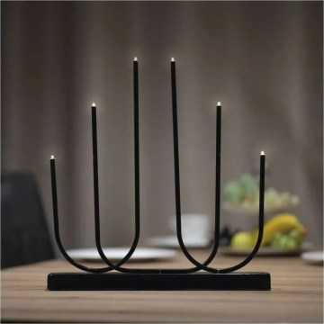 LED Коледен свещник 6xLED/2xAA черен