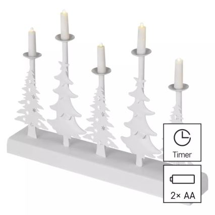 LED Коледен свещник LED/2xAA бял