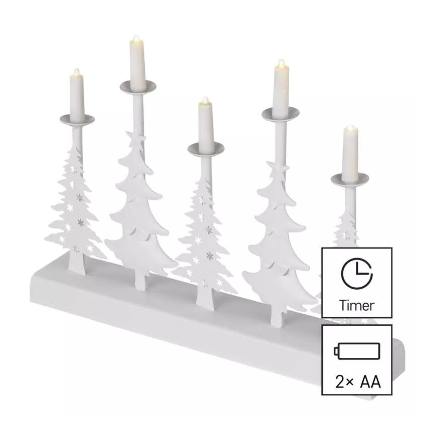 LED Коледен свещник LED/2xAA бял