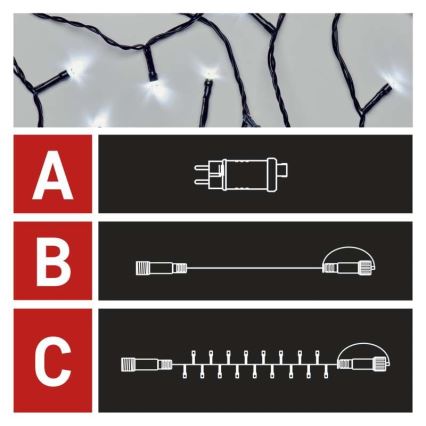 LED коледен външен гирлянд 100xLED/15m IP44 студено бяло