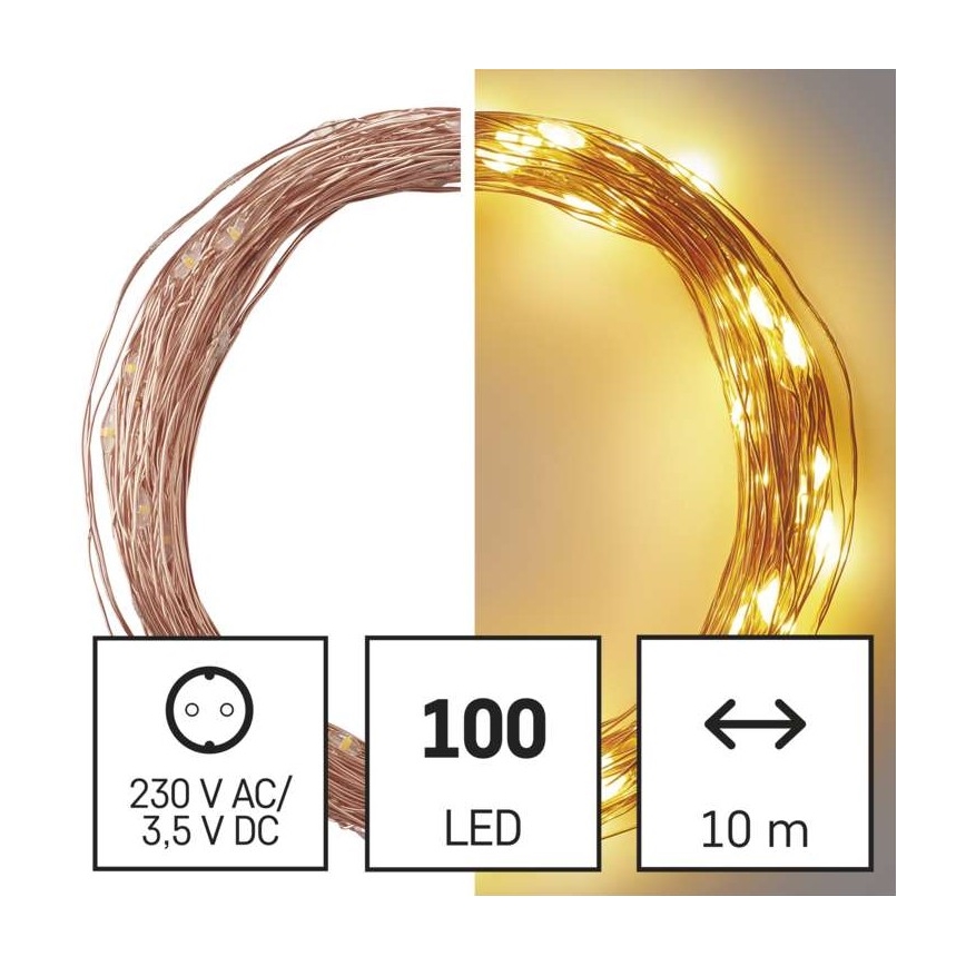 LED коледен външен гирлянд 100xLED/15m IP44 топло бяло
