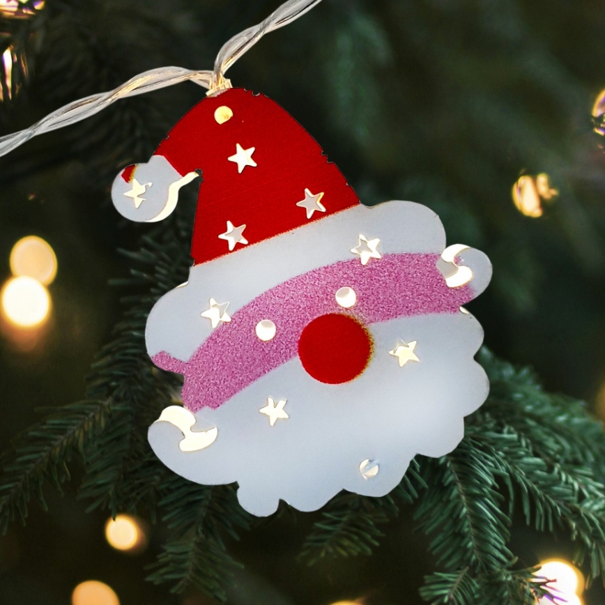 LED коледен външен гирлянд 10xLED/2xAA 1,65 m IP44 топло бяло Дядо Коледа