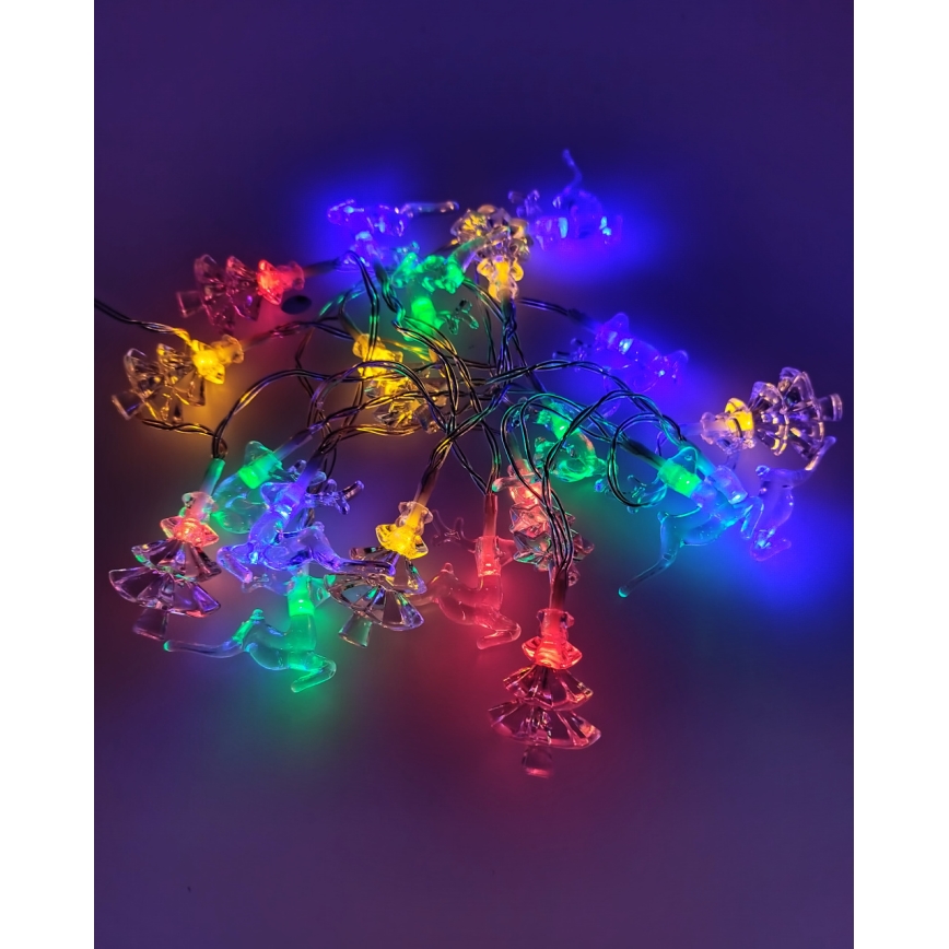 LED Коледен външен гирлянд 20xLED/2xAA 2,2 m IP44 многоцветни елхички и еленчета
