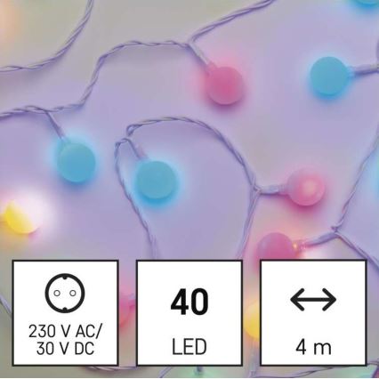 LED коледен външен гирлянд 40xLED/9m IP44 многоцветен