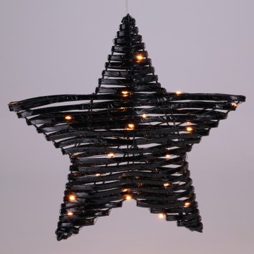 LED Коледна декорация 30xLED/3xAA 40 cm топла бяла звезда/черна