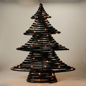 LED Коледна декорация 60xLED/3xAA 60 cm топла бяла елха/черна