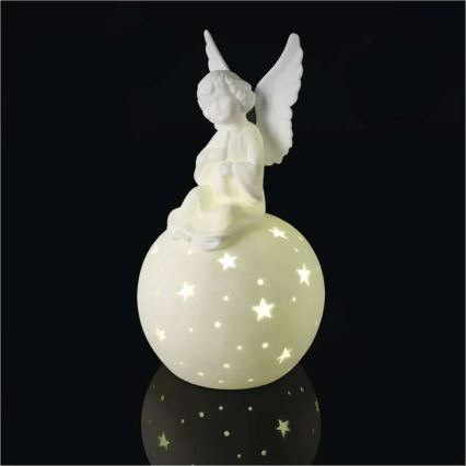 LED коледна декорация LED/0,4W/2xAA керамичен ангел