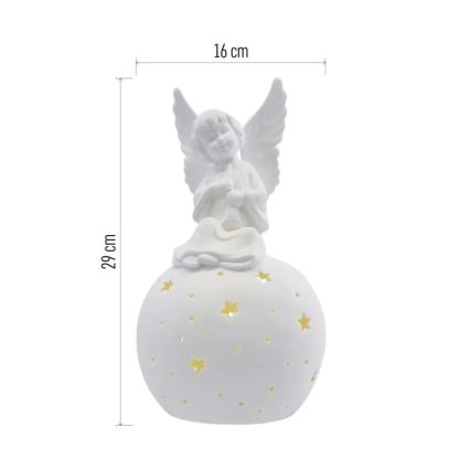 LED коледна декорация LED/0,4W/2xAA керамичен ангел