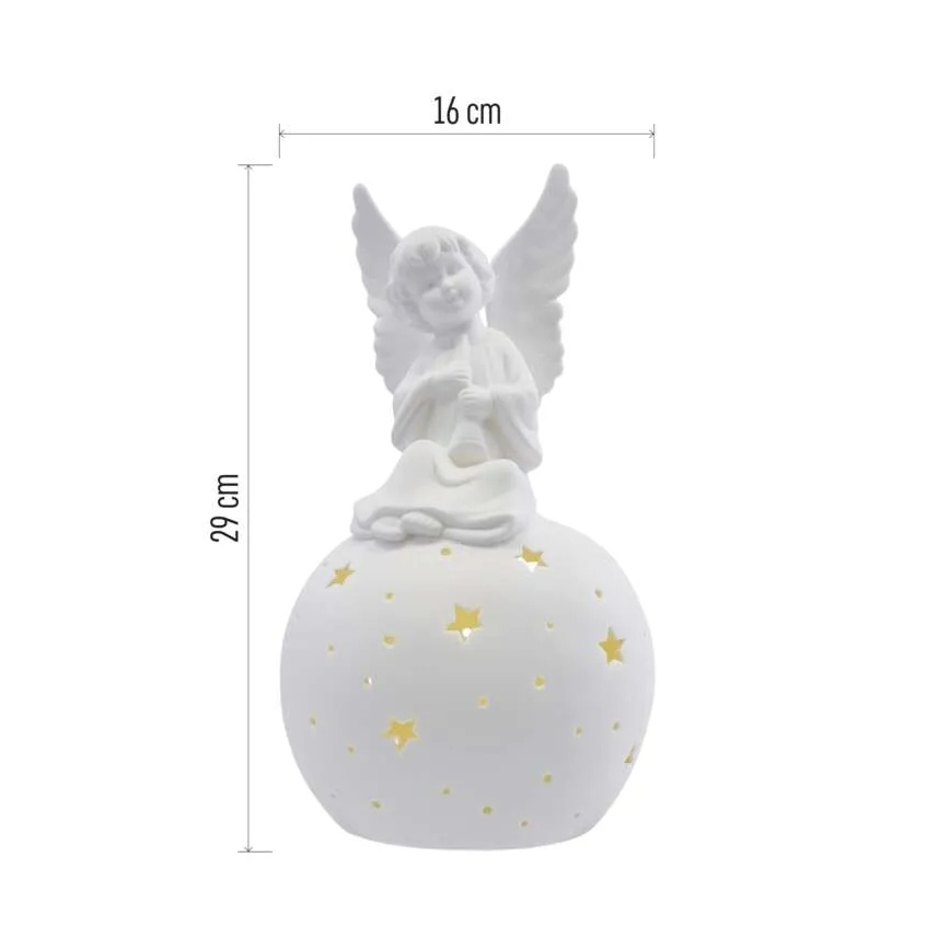 LED коледна декорация LED/0,4W/2xAA керамичен ангел