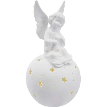 LED коледна декорация LED/0,4W/2xAA керамичен ангел