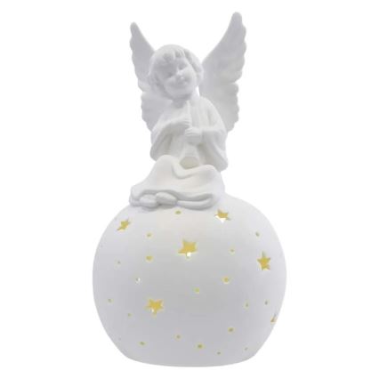 LED коледна декорация LED/0,4W/2xAA керамичен ангел