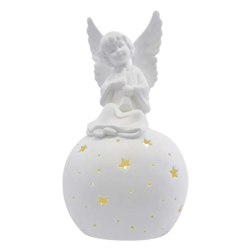 LED коледна декорация LED/0,4W/2xAA керамичен ангел
